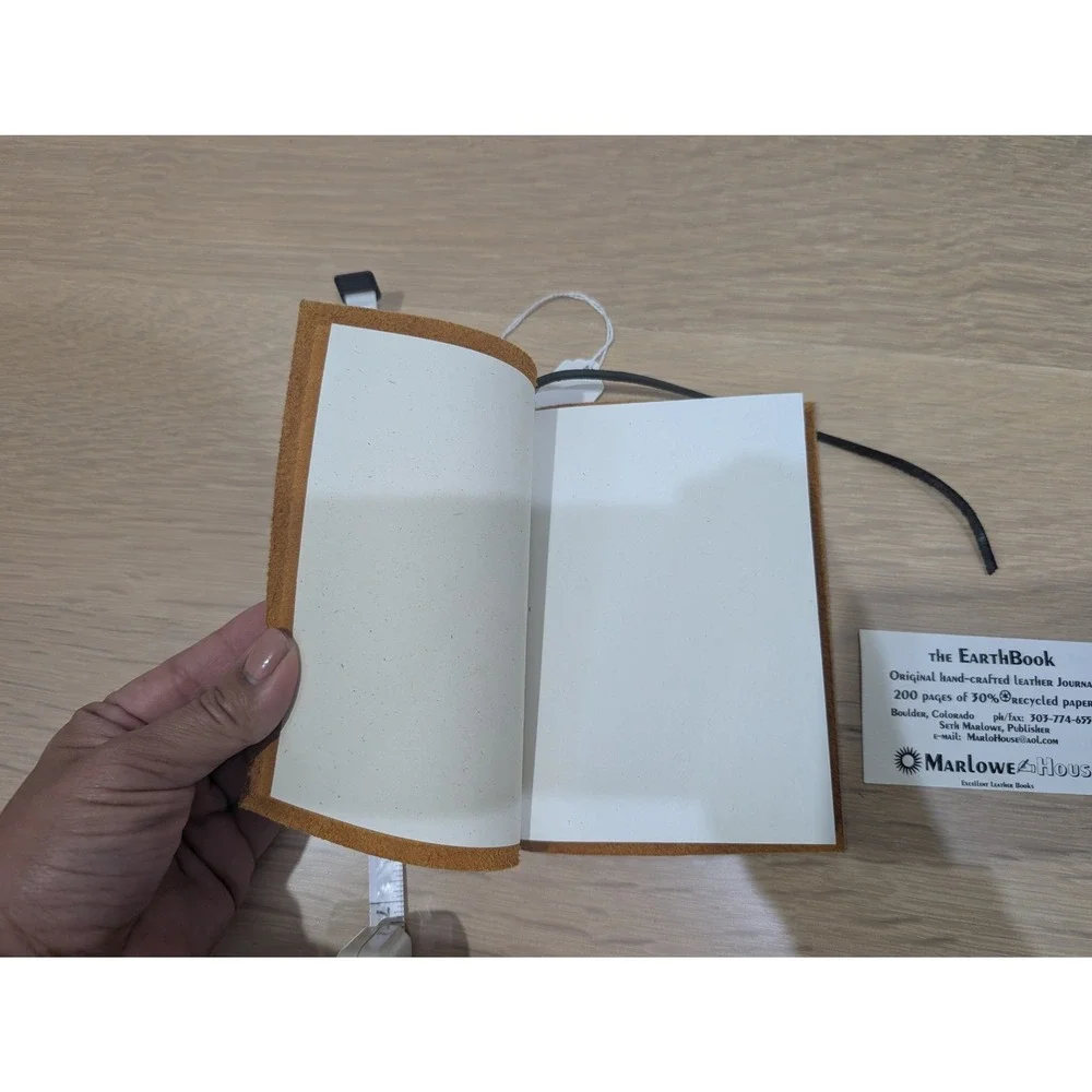 Marlowe House The EarthBook Handmade‎ Leather Journal Tan Recycled Paper 5